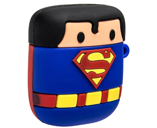 Силиконовый футляр Marvel & DC series для наушников AirPods + кольцо Супермен/Синий