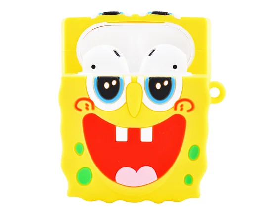 Силиконовый футляр SpongeBob series для наушников AirPods + кольцо Sponge Bob / Желтый