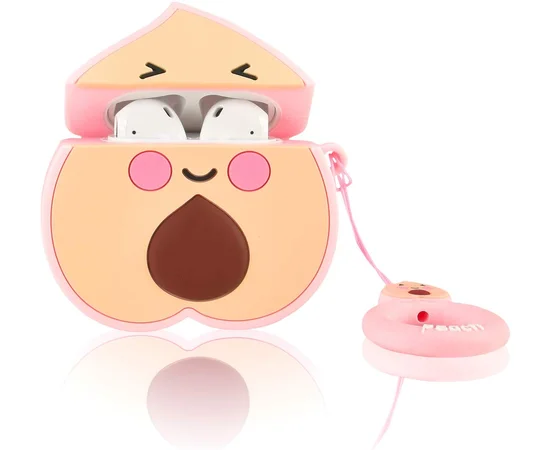 Силиконовый футляр Smile Fruits series для наушников AirPods peach