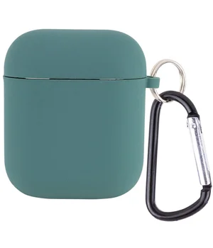 Силіконовий футляр з мікрофіброю для навушників Airpods 1/2 Зелений / Pine green