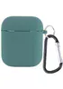Силиконовый футляр с микрофиброй для наушников Airpods 1/2 Зеленый / Pine green