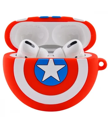 Силиконовый футляр Marvel & DC series для наушников AirPods 3 + кольцо Капитан Америка / Красный Силиконовый футляр Marvel & DC series для наушников AirPods 3 + кольцо Капитан Америка / Красный