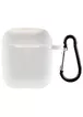 Силиконовый футляр New с карабином для наушников Airpods 1/2 Белый / White