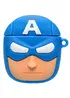 Силиконовый футляр Marvel & DC series для наушников AirPods + карабин Капитан Америка/Синий