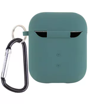 Силіконовий футляр з мікрофіброю для навушників Airpods 1/2 Зелений / Pine green