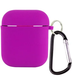 Силиконовый футляр с микрофиброй для наушников Airpods 1/2 Фиолетовый / Grape
