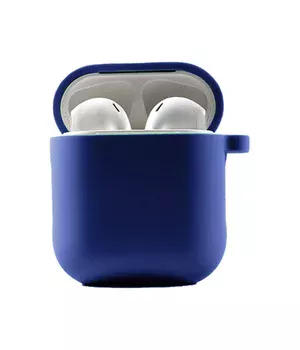 Силиконовый футляр с микрофиброй для наушников Airpods 1/2 Темно-синий / Midnight blue