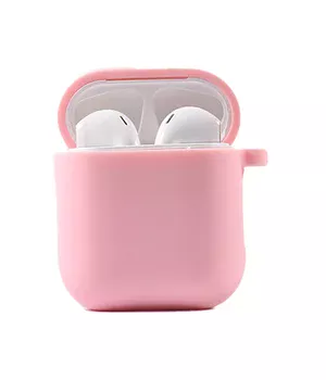 Силиконовый футляр с микрофиброй для наушников Airpods 1/2 Розовый / Pink