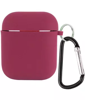 Силиконовый футляр с микрофиброй для наушников Airpods 1/2 Бордовый / Plum