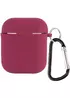 Силиконовый футляр с микрофиброй для наушников Airpods 1/2 Бордовый / Plum