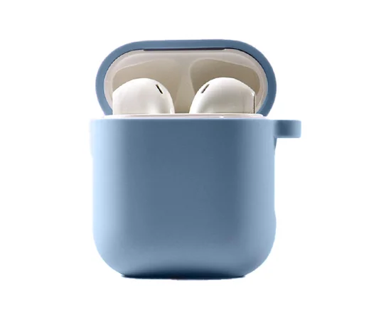Силіконовий футляр з мікрофіброю для навушників Airpods 1/2 Блакитний / Lilac Blue
