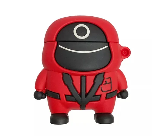 Силиконовый футляр Squid Game для наушников AirPods 1/2 Красный / Круг Рабочий