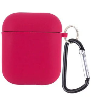 Силиконовый футляр с микрофиброй для наушников Airpods 1/2 Красный / Rose Red