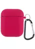 Силиконовый футляр с микрофиброй для наушников Airpods 1/2 Красный / Rose Red
