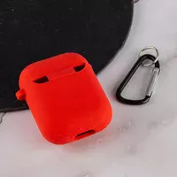 Силиконовый футляр с микрофиброй для наушников Airpods 1/2 Красный / Red