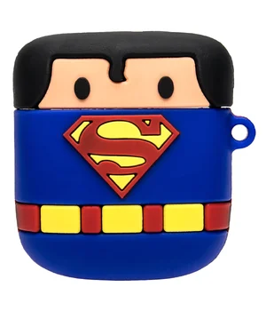 Силиконовый футляр Marvel & DC series для наушников AirPods + кольцо Супермен/Синий
