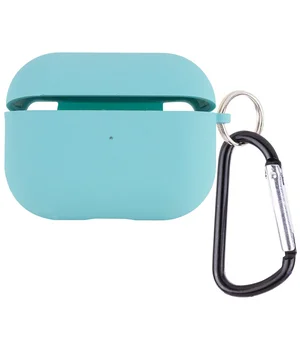 Силиконовый футляр с микрофиброй для наушников Airpods Pro Бирюзовый / Marine Green
