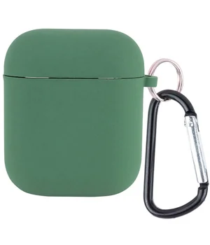 Силиконовый футляр с микрофиброй для наушников Airpods 1/2 Зеленый / Pine Needle