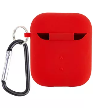 Силиконовый футляр с микрофиброй для наушников Airpods 1/2 Красный / Red