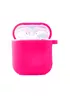 Силиконовый футляр с микрофиброй для наушников Airpods 1/2 Розовый / Barbie pink