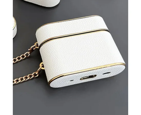 Кожаный футляр Suitcase для наушников AirPods 3 White