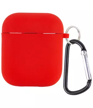 Силиконовый футляр с микрофиброй для наушников Airpods 1/2 Красный / Red