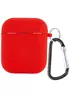 Силиконовый футляр с микрофиброй для наушников Airpods 1/2 Красный / Red