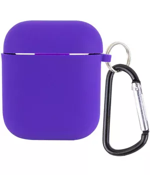 Силиконовый футляр с микрофиброй для наушников Airpods 1/2 Фиолетовый / Ultra Violet