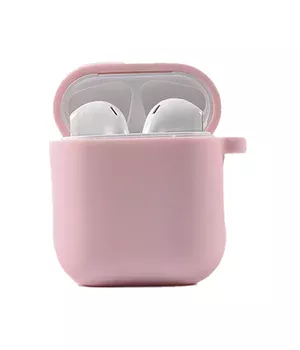 Силиконовый футляр с микрофиброй для наушников Airpods 1/2 Розовый / Pink Sand