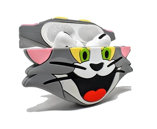 Силіконовий футляр Tom & Jerry series для навушників AirPods 3 + карабін Том/Сірий