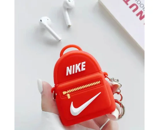 Силиконовый футляр Brand для наушников AirPods 1/2 + кольцо Nike Bag Red