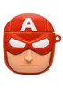 Силиконовый футляр Marvel & DC series для наушников AirPods + кольцо Капитан Америка / Красный
