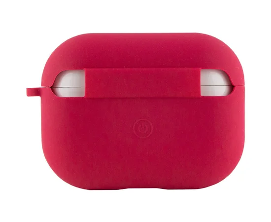Силиконовый футляр с микрофиброй для наушников Airpods Pro Красный / Rose Red
