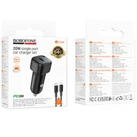 АЗУ Borofone BZ34A Cloud PD20W (1USB-C) + кабель Type-C to Lightning Black