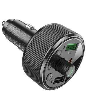 АЗУ FM модулятор Hoco E82 Guerrero PD30W+QC3.0 (2USB-A/1C) Black