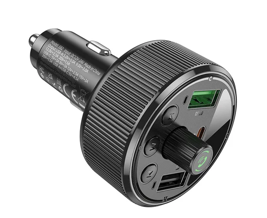 АЗУ FM модулятор Hoco E82 Guerrero PD30W+QC3.0 (2USB-A/1C) Black