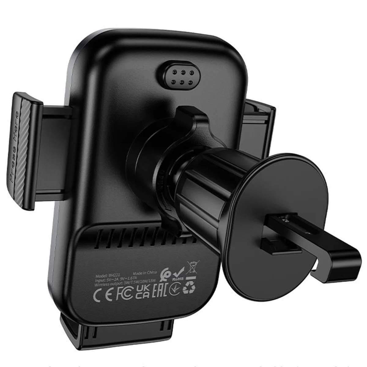 Автодержатель с БЗУ Borofone BH221 Path 15W (air outlet) Black / Metal gray