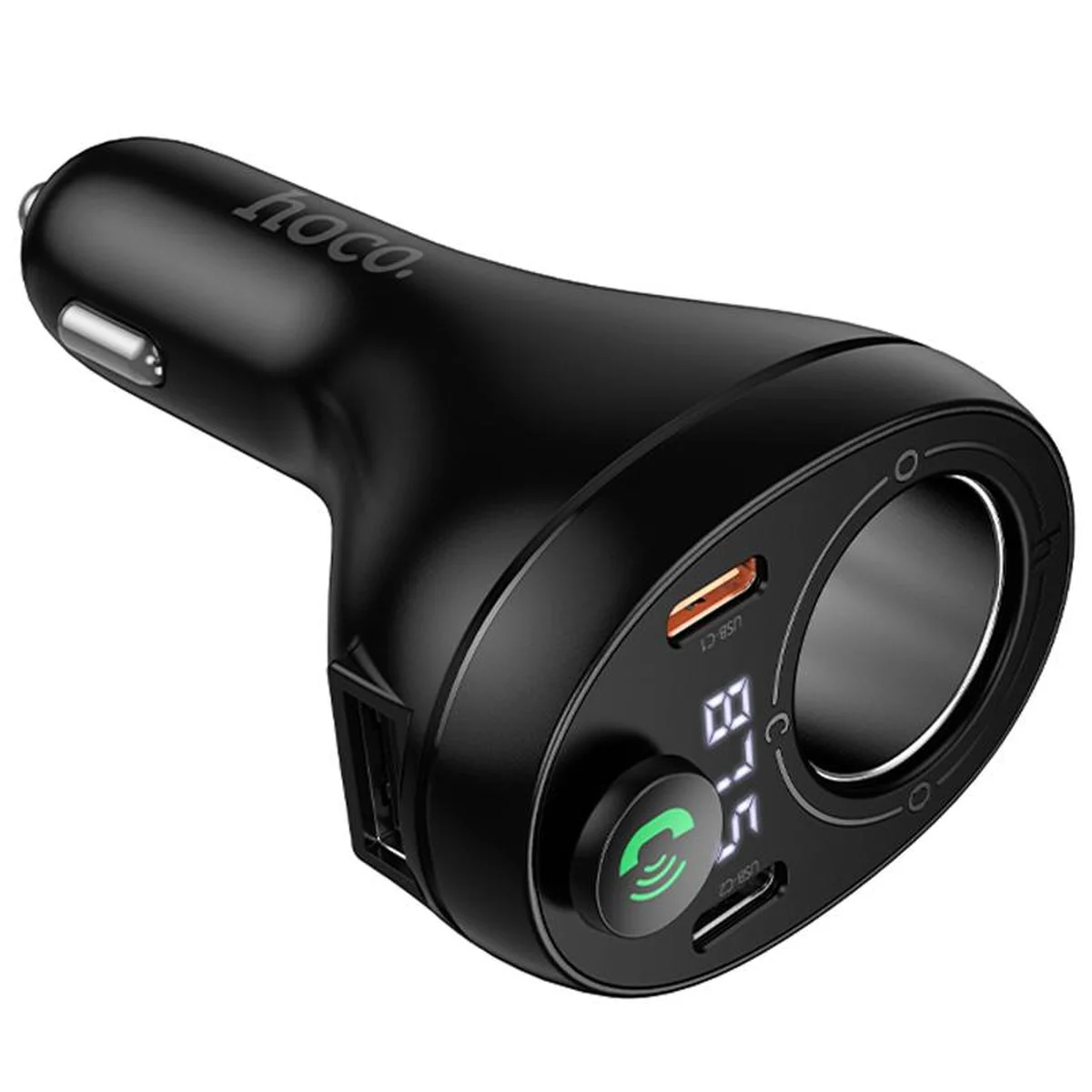 АЗУ FM модулятор Hoco E88 Star cigarette lighter 35W (2USB-C) Black
