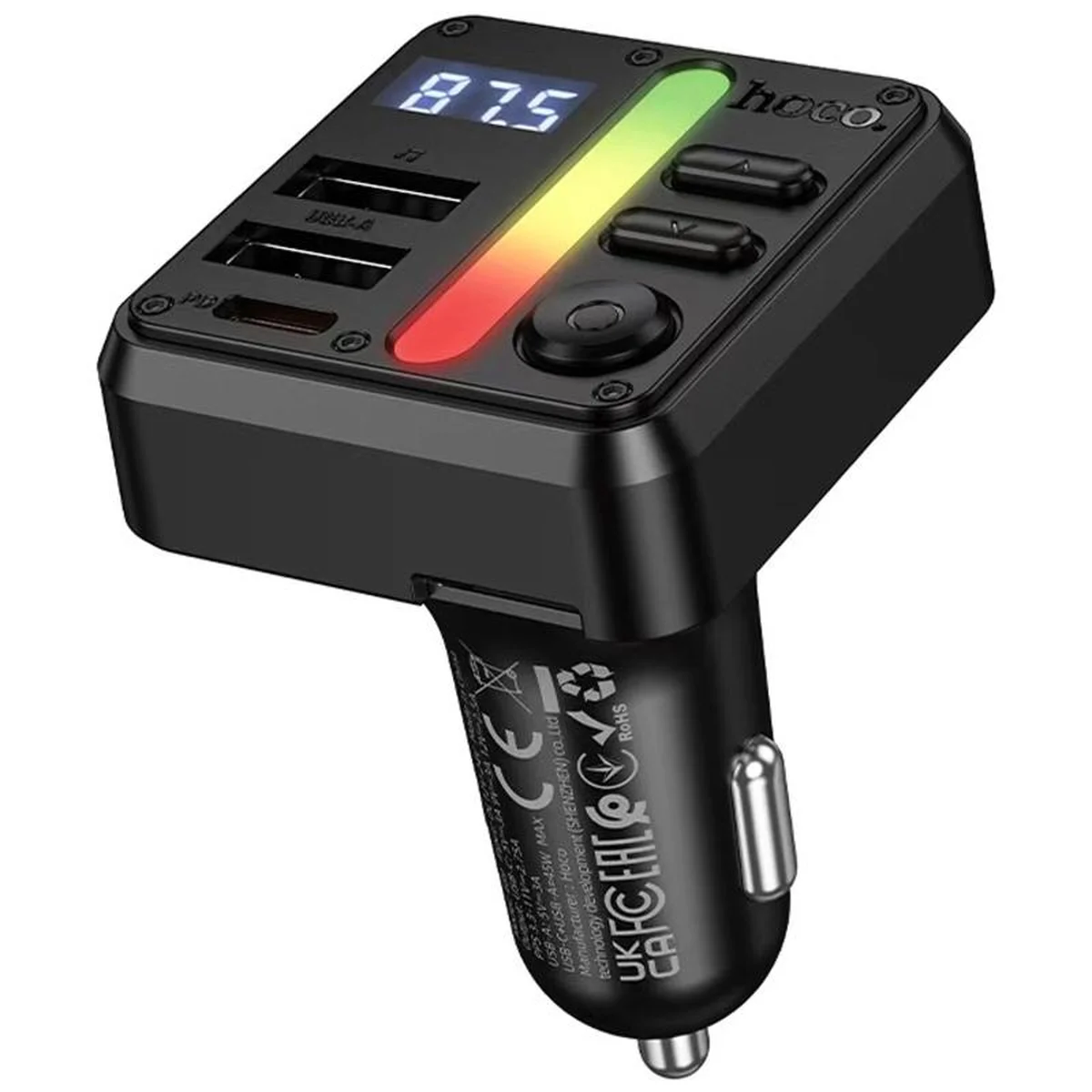 АЗУ FM модулятор Hoco E89 Libre 45W (1USB-A/1C) Black