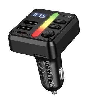 АЗУ FM модулятор Hoco E89 Libre 45W (1USB-A/1C) Black
