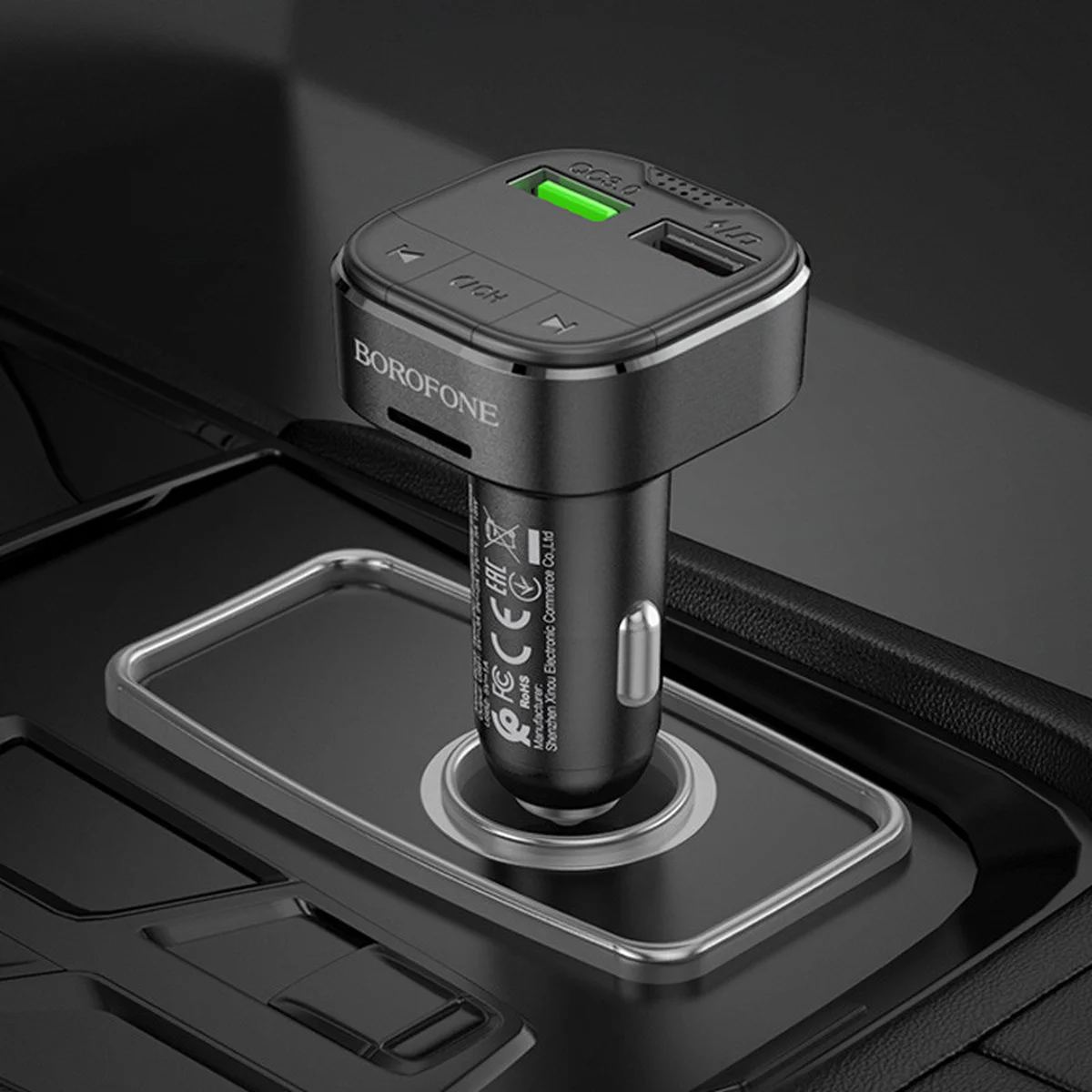 АЗУ FM модулятор Borofone BC43 Flash QC3.0 Black