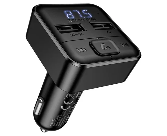 АЗУ FM модулятор Borofone BC63 Selecto QC3.0 (2USB-A) Black