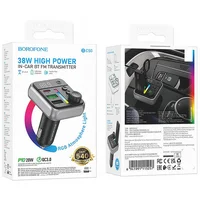 АЗУ FM модулятор Borofone BC50 Ascenso PD20W+QC3.0 18W (2USB-A/1C) Black