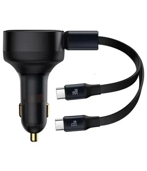 АЗУ Baseus Enjoyment PD33W with retractable cables (2USB-C) (C00035500111) Black