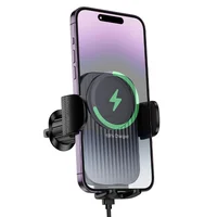 Автодержатель с БЗУ Borofone BH221 Path 15W (air outlet) Black / Metal gray