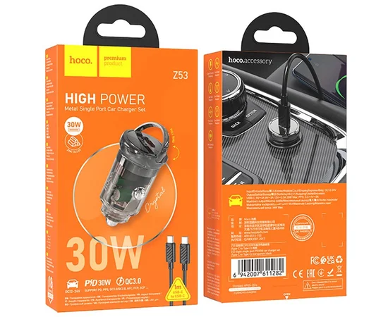 АЗУ Hoco Z53 Sight PD30W (1C) + Type-C to Type-C Transparent black