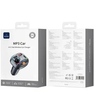 АЗУ FM модулятор WIWU QC031 MP3 Car PD20W+QC3.0 (2USB-A/1C) Black