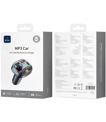 АЗУ FM модулятор WIWU QC031 MP3 Car PD20W+QC3.0 (2USB-A/1C) Black