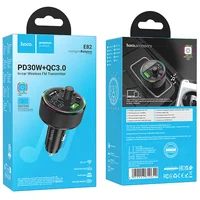 АЗУ FM модулятор Hoco E82 Guerrero PD30W+QC3.0 (2USB-A/1C) Black