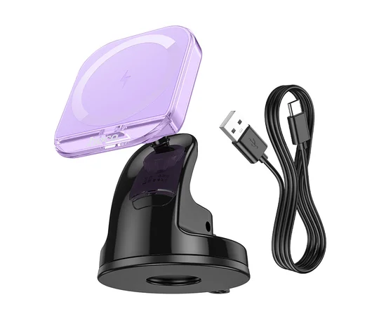 Автоутримувач із БЗУ Hoco HW18 Crystal (center console) Romantic purple